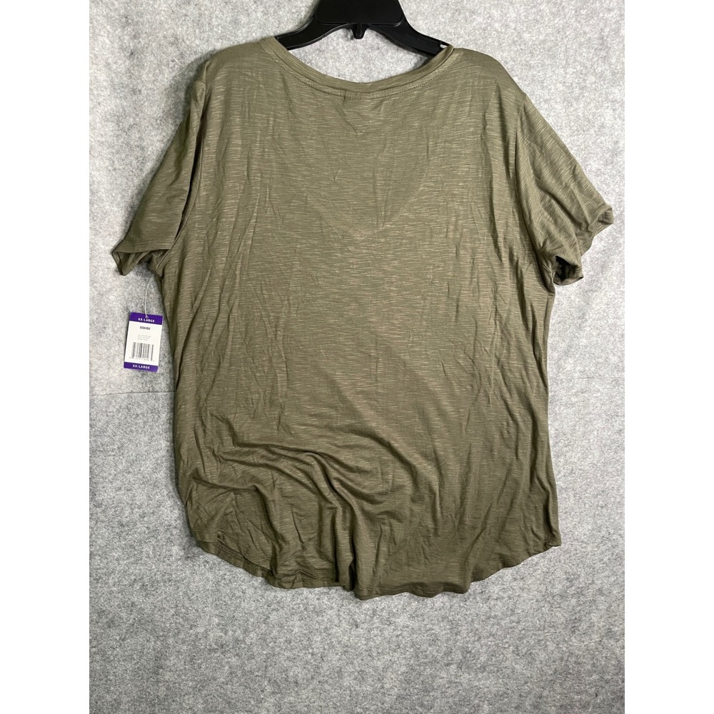 Mote Womens Olive Green Slub Knit V-Neck Pocket T-Shirt Size XXL New - Picture 8 of 8